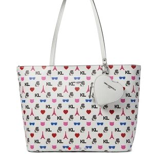 Karl Lagerfeld White Patterned Tote Bag NWOT
